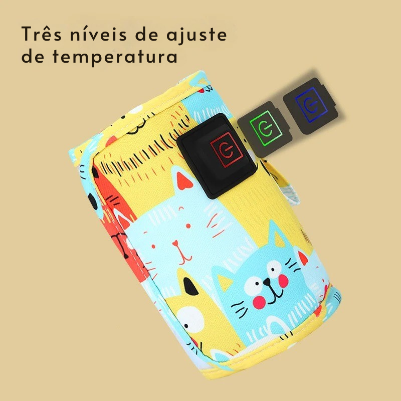 Aquecedor Portátil USB para Mamadeiras – Bolsa Térmica Ideal para Viagens