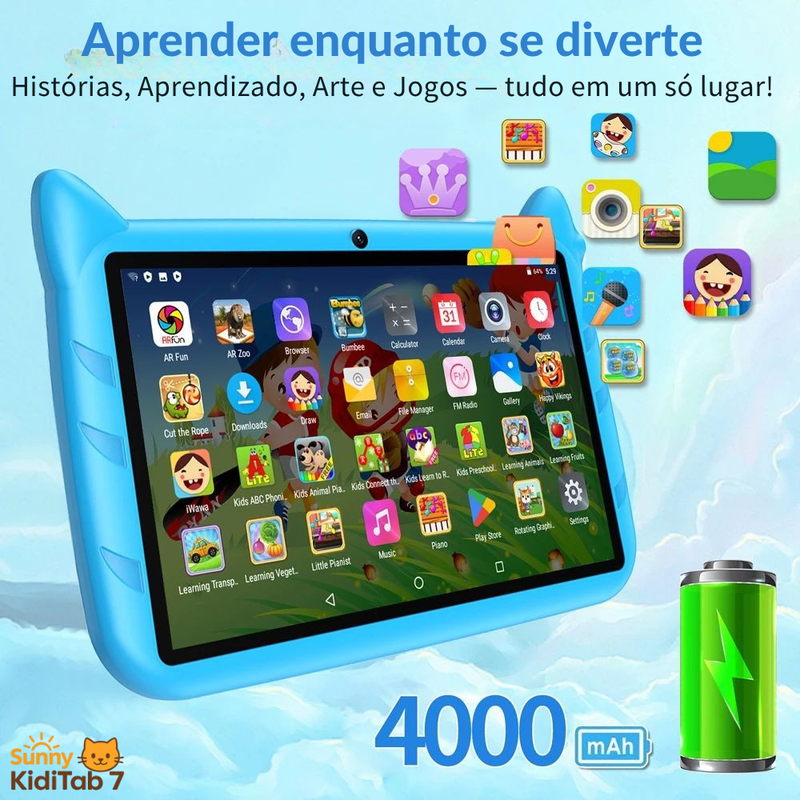 Tablet Infantil SunnyCat KidiTab 7” – Android 13, 4GB+64GB, Wi-Fi 5G e Brinde Capinha