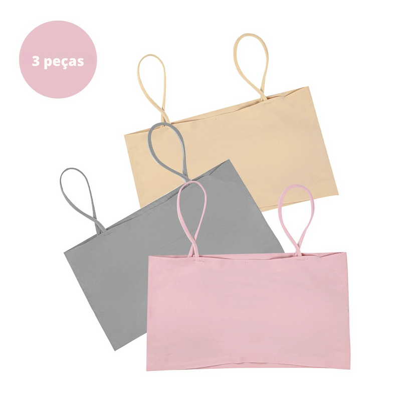 Kit com 3 Tops SkinBelle – Sutiã Sem Costura Ice Silk para o Dia a Dia
