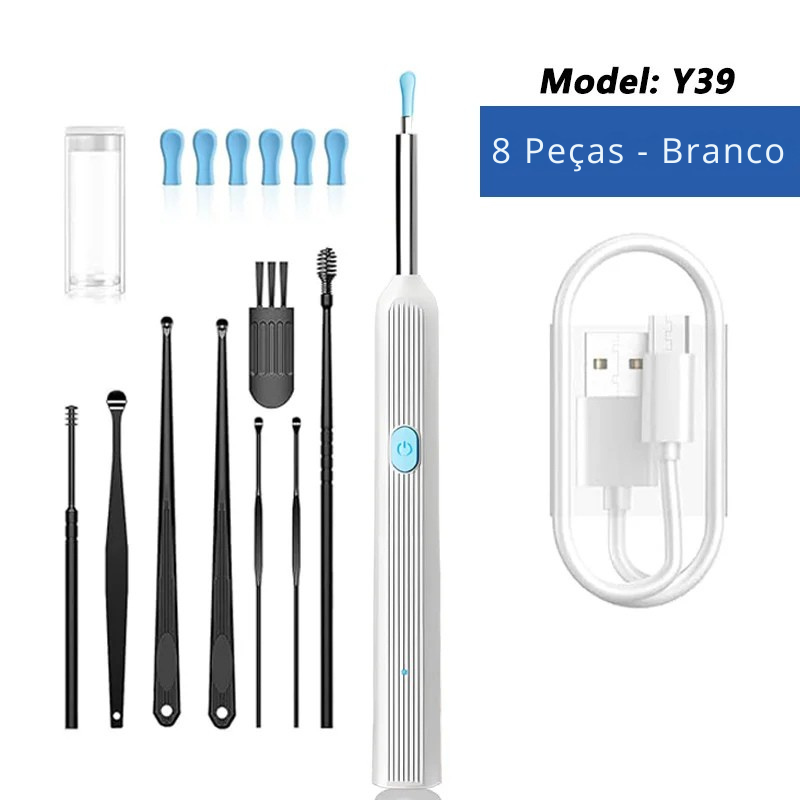 HigienEAR Cam – Kit Inteligente com Câmera HD e LED para Limpeza de Ouvido
