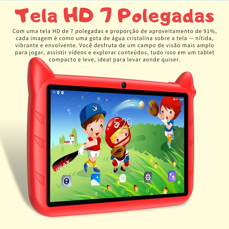 Tablet Infantil SunnyCat KidiTab 7” – Android 13, 4GB+64GB, Wi-Fi 5G e Brinde Capinha