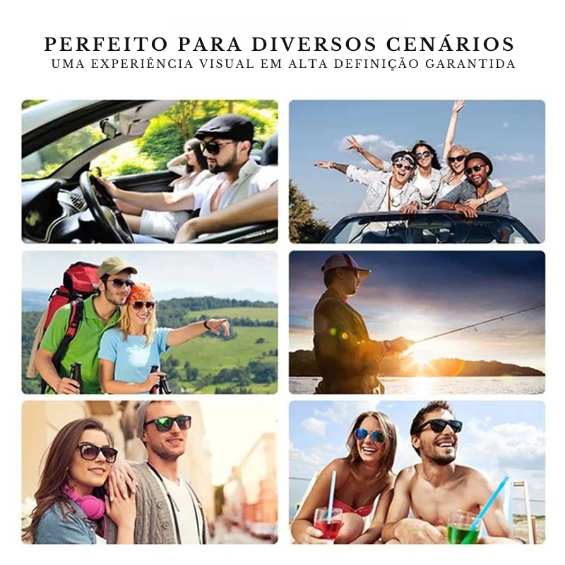 Óculos de Sol Masculino Polarizado – TR90 Ultraleve, UV400, Poligonal