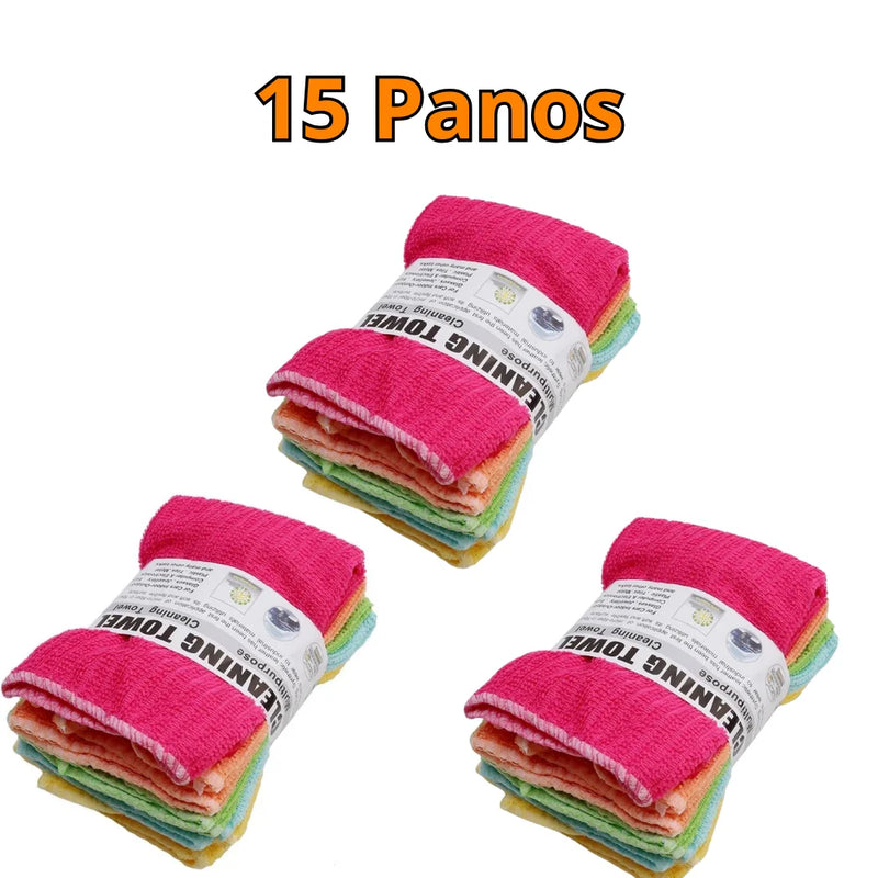 Kit 5 Panos Microfibra Premium – Macios, Absorventes e Sem Fiapos"