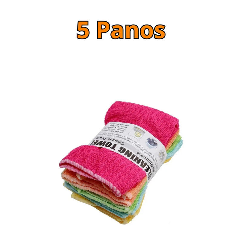 Kit 5 Panos Microfibra Premium – Macios, Absorventes e Sem Fiapos"