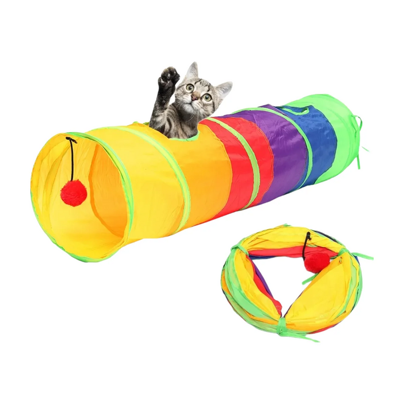 Túnel Labirinto Dobrável para Gatos – Diversão e Estímulo em Um Só Brinquedo