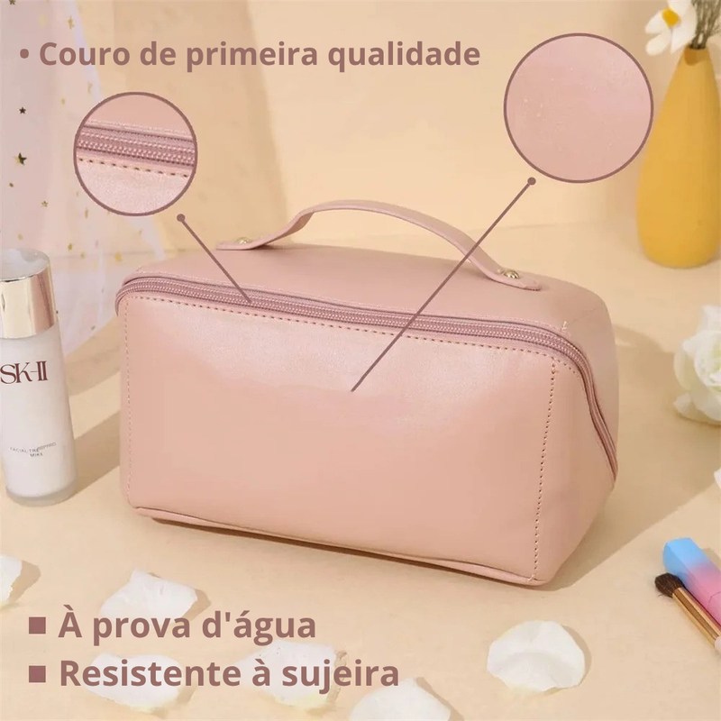 Nécessaire de Couro Impermeável – Espaçosa, Elegante e Portátil