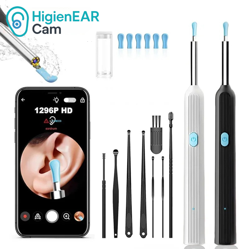 HigienEAR Cam – Kit Inteligente com Câmera HD e LED para Limpeza de Ouvido