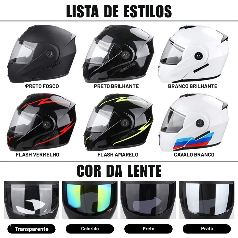 Capacete Modular YOUCHOOSE com Certificação DOT + Brindes Exclusivos