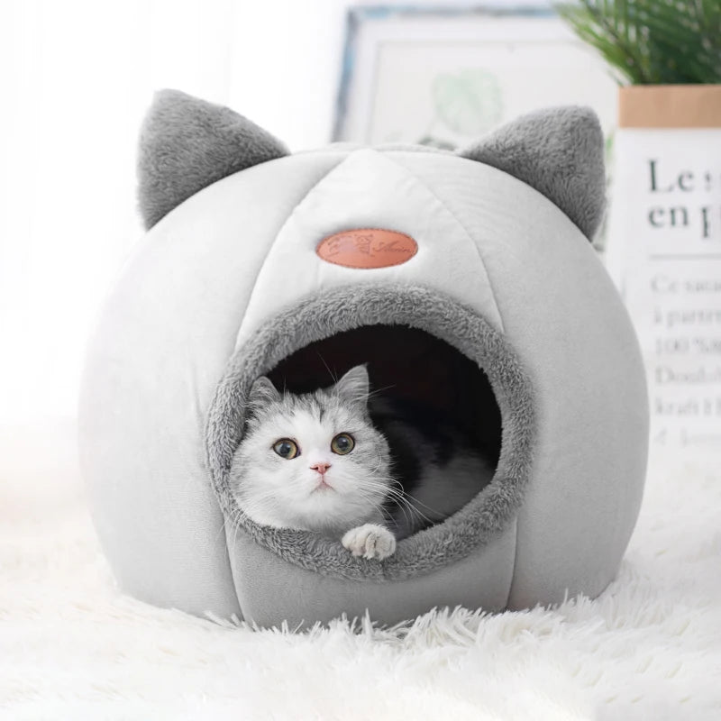 Toca Aconchegante para Gatos e Cães Pequenos – Design de Caverna com Almofada