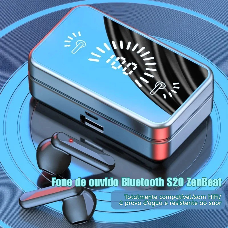 Fone Sem Fio ZenBeat – Som HD, Bluetooth 5.3 e Estojo LED Power 2200mAh