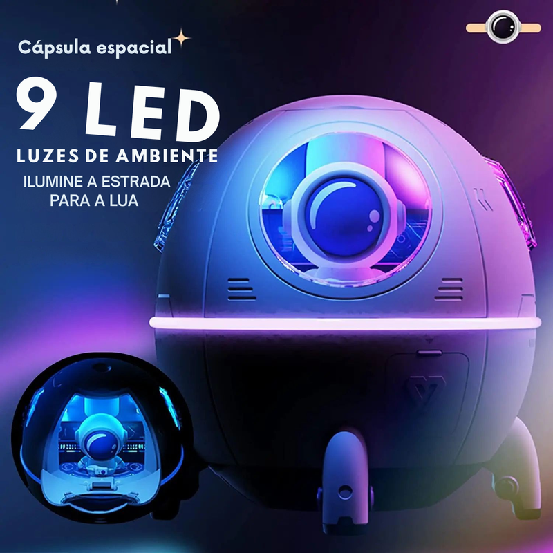 Umidificador Cápsula Espacial LED – Aromaterapia e Hidratação