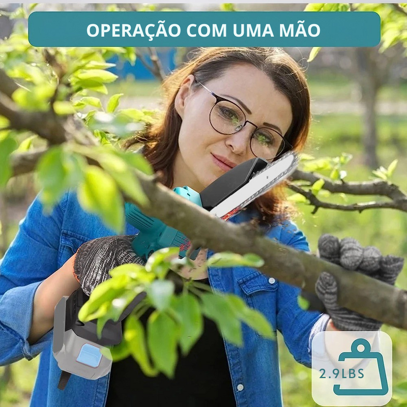 Mini Motosserra Elétrica 6” Compatível Makita 18V – Portátil e Potente