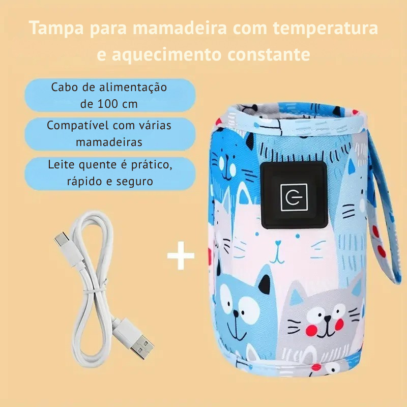 Aquecedor Portátil USB para Mamadeiras – Bolsa Térmica Ideal para Viagens