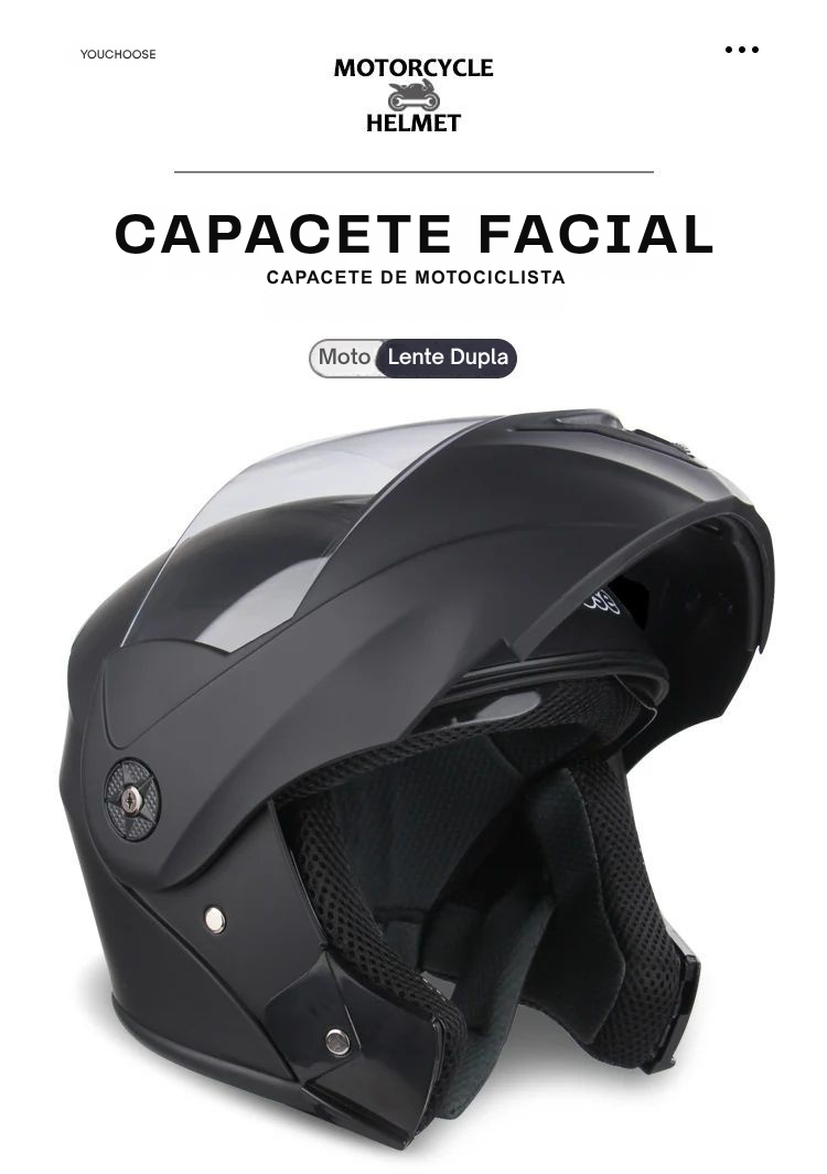 Capacete Modular YOUCHOOSE com Certificação DOT + Brindes Exclusivos