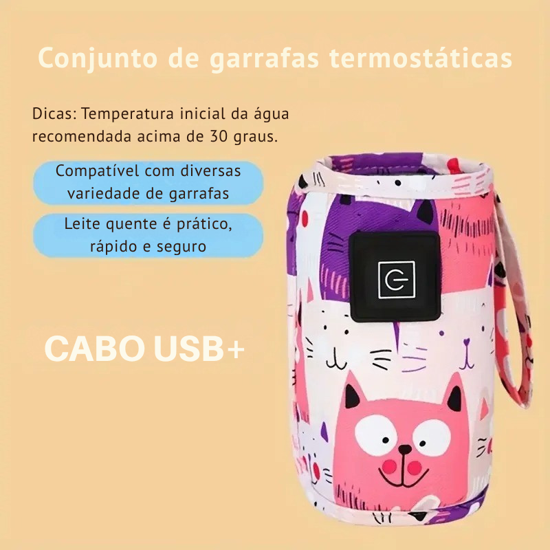 Aquecedor Portátil USB para Mamadeiras – Bolsa Térmica Ideal para Viagens