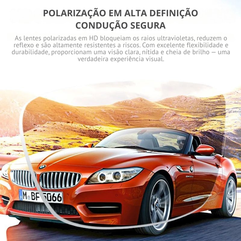 Óculos de Sol Masculino Polarizado – TR90 Ultraleve, UV400, Poligonal