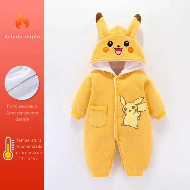 Macacão Pikachu Bebê Inverno – Flanela Grossa, Oficial Pokémon