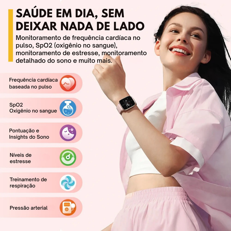 Smartwatch Zeblaze GTS 3 com Chamadas, Tela HD e +100 Modos Esportivos