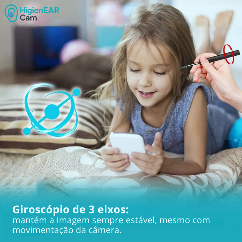 HigienEAR Cam – Kit Inteligente com Câmera HD e LED para Limpeza de Ouvido