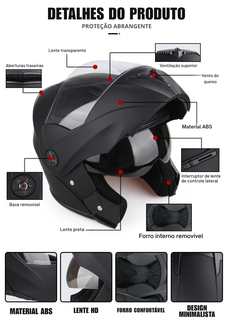 Capacete Modular YOUCHOOSE com Certificação DOT + Brindes Exclusivos