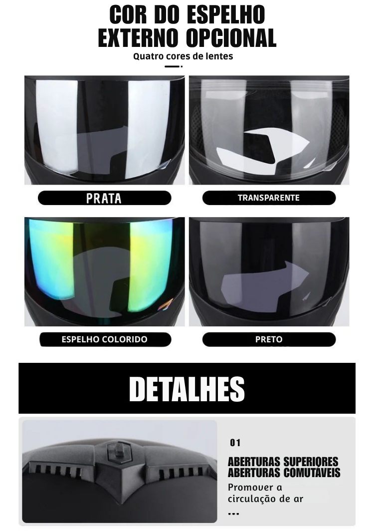 Capacete Modular YOUCHOOSE com Certificação DOT + Brindes Exclusivos