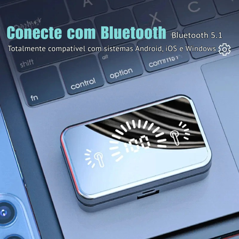 Fone Sem Fio ZenBeat – Som HD, Bluetooth 5.3 e Estojo LED Power 2200mAh