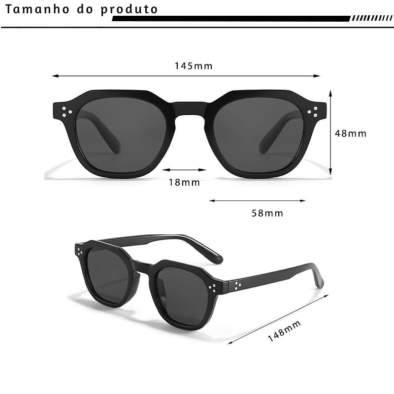 Óculos de Sol Masculino Polarizado – TR90 Ultraleve, UV400, Poligonal