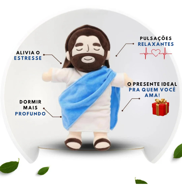 Pelúcia Jesus Calmante 40cm – Luz, Música e Respiração Suave