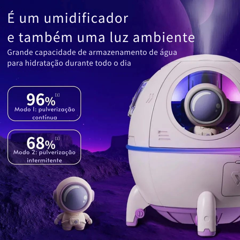 Umidificador Cápsula Espacial LED – Aromaterapia e Hidratação