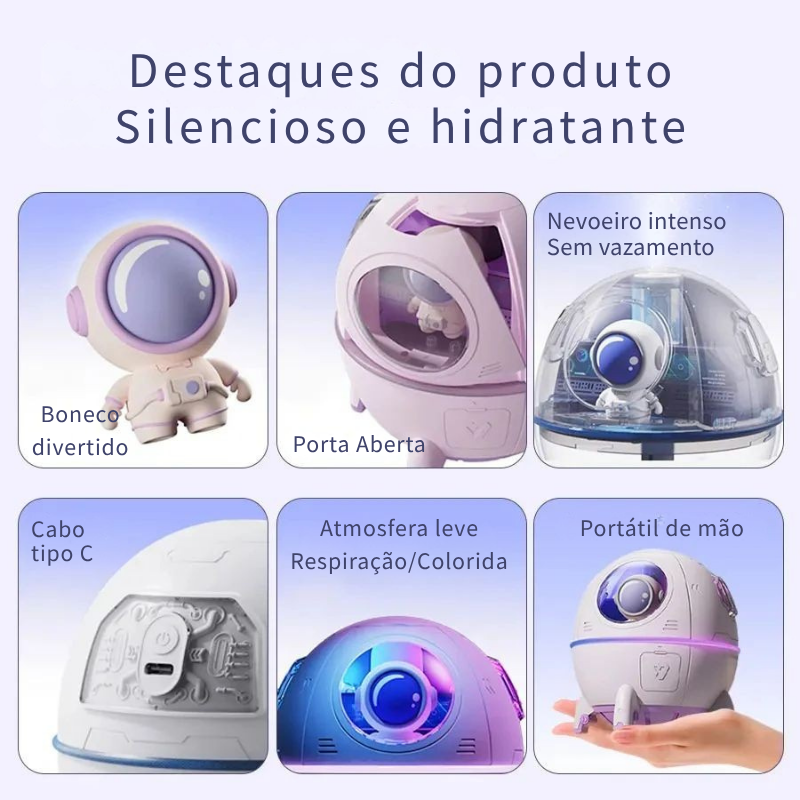 Umidificador Cápsula Espacial LED – Aromaterapia e Hidratação
