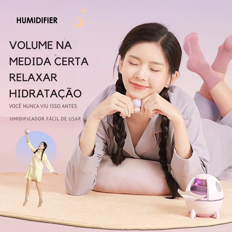 Umidificador Cápsula Espacial LED – Aromaterapia e Hidratação