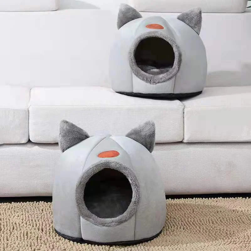 Toca Aconchegante para Gatos e Cães Pequenos – Design de Caverna com Almofada