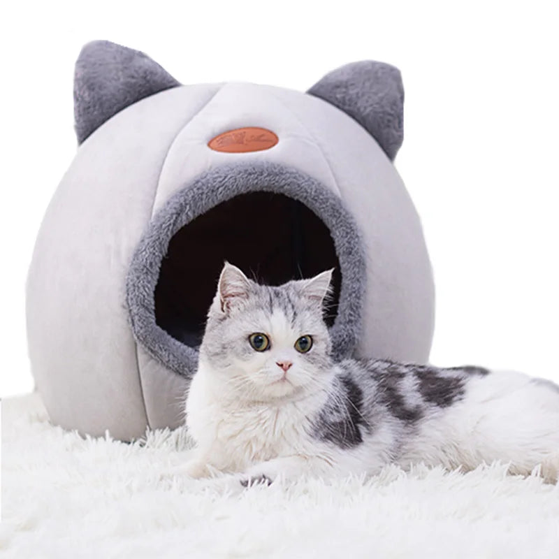 Toca Aconchegante para Gatos e Cães Pequenos – Design de Caverna com Almofada