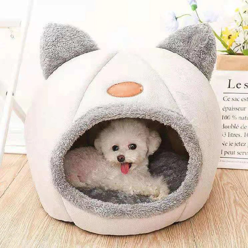 Toca Aconchegante para Gatos e Cães Pequenos – Design de Caverna com Almofada