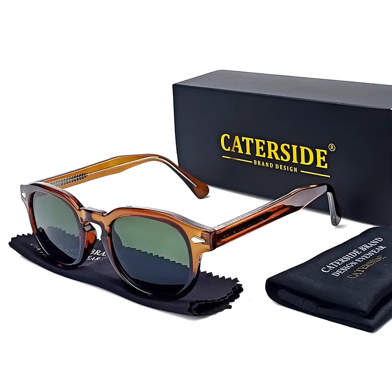 Óculos de Sol Masculino Caterside Retrô Punk – Design Redondo UV400