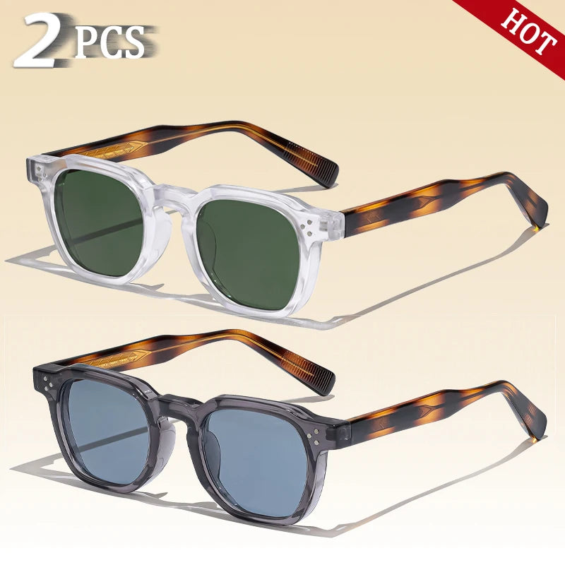 Kit 2 Óculos de Sol Retrô Punk Caterside – Quadrado Unissex, UV400