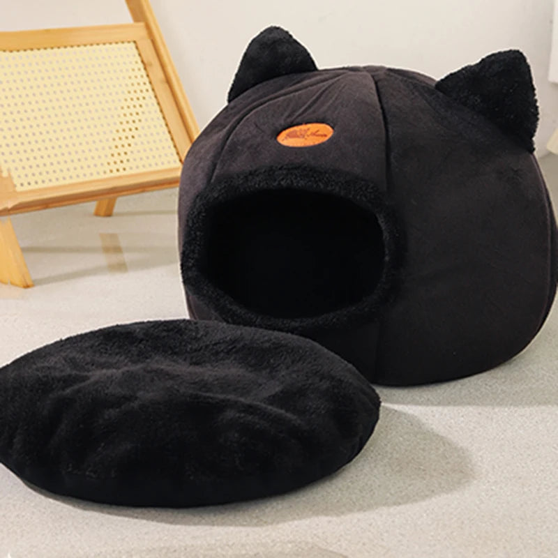 Toca Aconchegante para Gatos e Cães Pequenos – Design de Caverna com Almofada