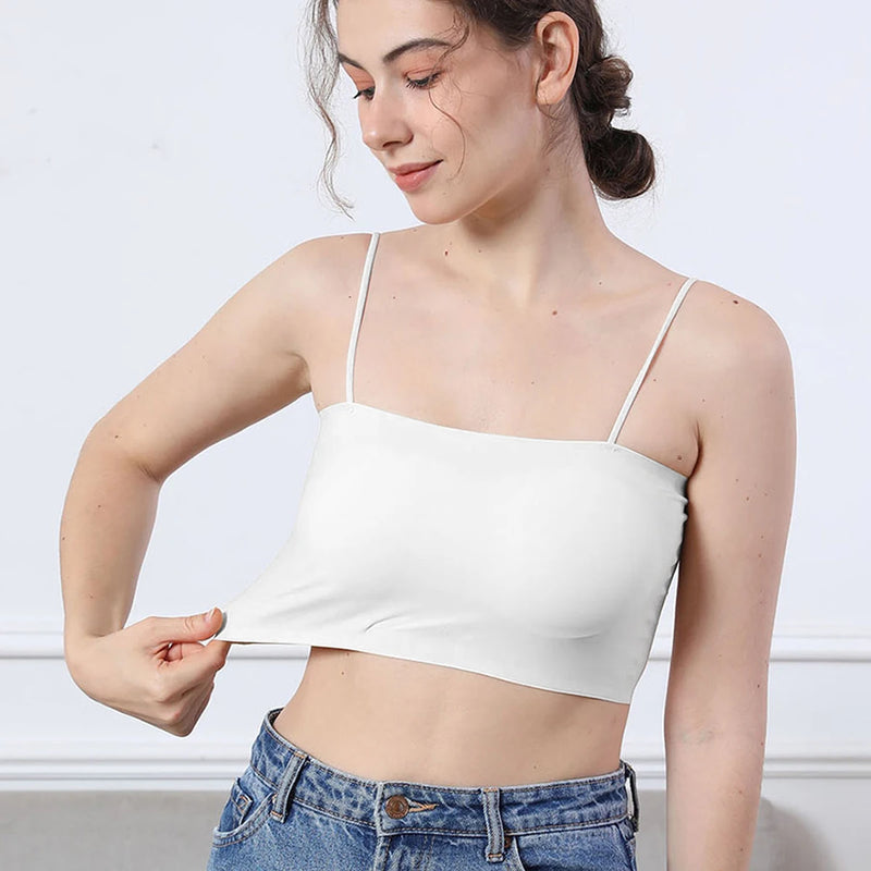 Kit com 3 Tops SkinBelle – Sutiã Sem Costura Ice Silk para o Dia a Dia