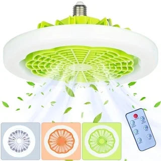 Lâmpada com Ventilador, Luz LED Ajustável e Controle Remoto