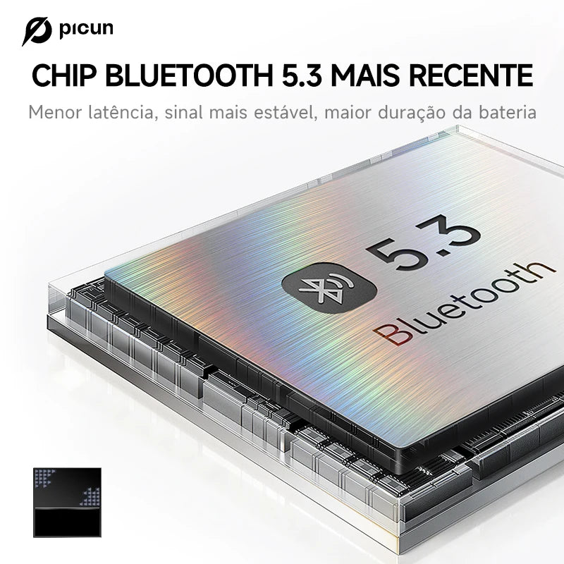 Fone Bluetooth Picun B8 – Som Hi-Fi, 120h de Bateria e Conforto Over-Ear
