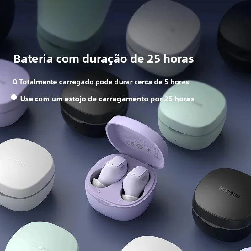 Fone Sem Fio BASEUS WM01 – 25h Bateria, Som Envolvente e Graves Potentes