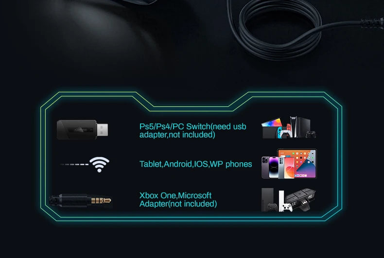 Headset Gamer 100h Bateria, Som 3D e Cancelamento de Ruído – Bluetooth 5.4