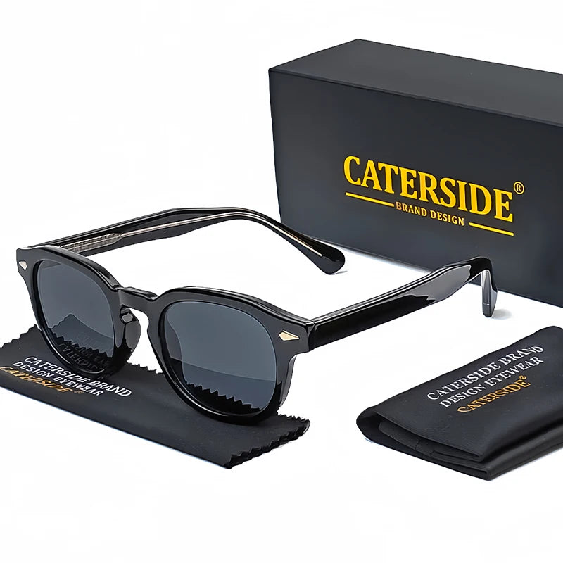 Óculos de Sol Masculino Caterside Retrô Punk – Design Redondo UV400