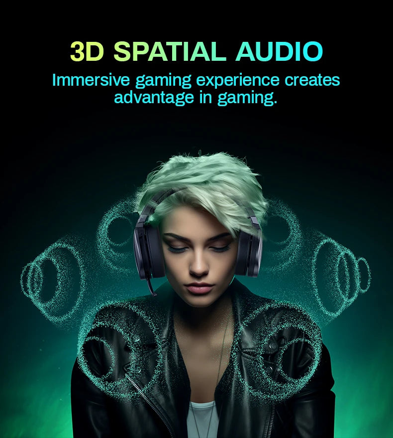 Headset Gamer 100h Bateria, Som 3D e Cancelamento de Ruído – Bluetooth 5.4
