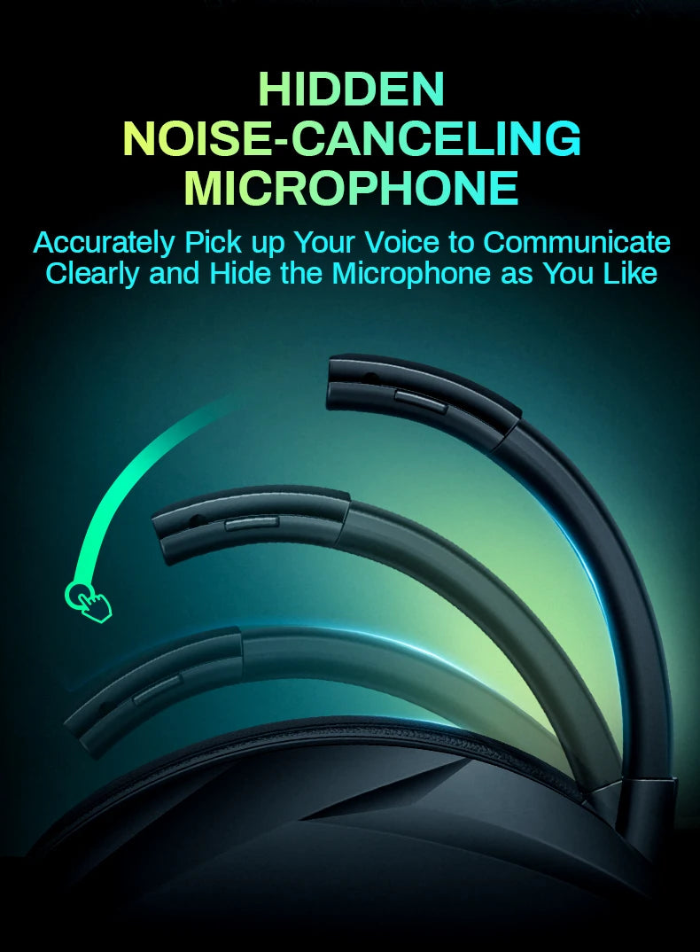 Headset Gamer 100h Bateria, Som 3D e Cancelamento de Ruído – Bluetooth 5.4