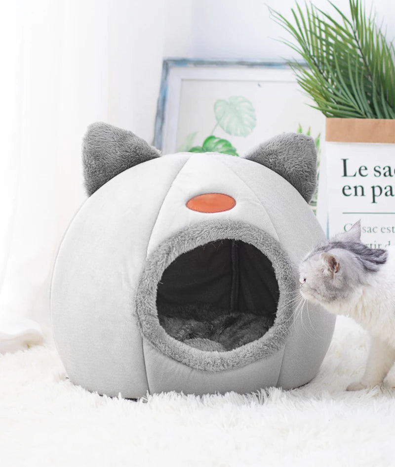 Toca Aconchegante para Gatos e Cães Pequenos – Design de Caverna com Almofada