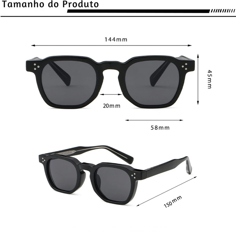 Kit 2 Óculos de Sol Retrô Punk Caterside – Quadrado Unissex, UV400