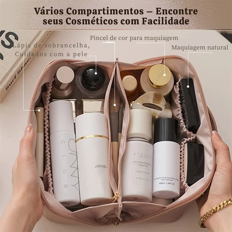 Nécessaire de Couro Impermeável – Espaçosa, Elegante e Portátil