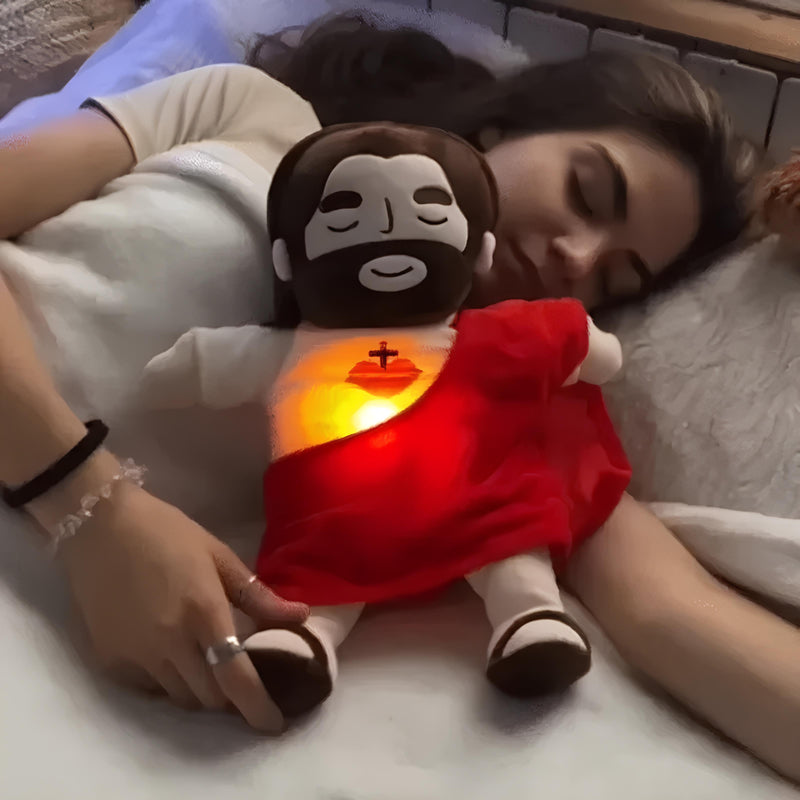 Pelúcia Jesus Calmante 40cm – Luz, Música e Respiração Suave